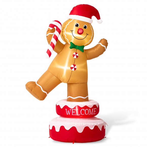 glitzhome Glitzhome 6FT Lighted Inflatable Rotating Gingerbread Man Décor