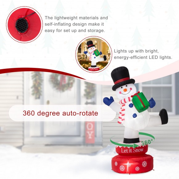 Glitzhome Glitzhome 6FT Lighted Inflatable Rotating Snowman Décor