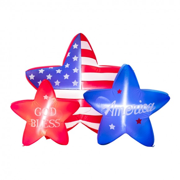 glitzhome Glitzhome 6ft Lighted Patriotic/Americana Inflatable Stars Decor