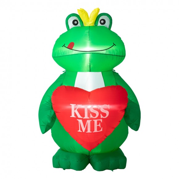 glitzhome Glitzhome 6ft Lighted Valentine's Inflatable Frog with Heart Decor