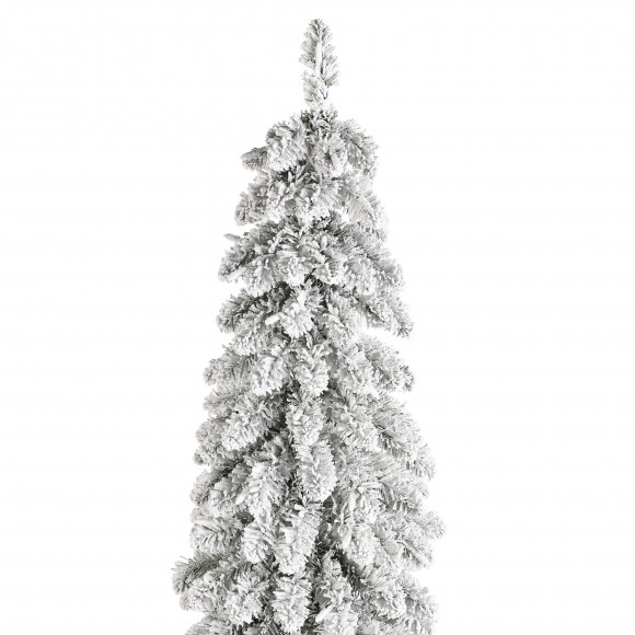 Glitzhome Glitzhome 6ft Pre-Lit Flocked Artificial Christmas Tree With 150 Warm White C3 Clear LED Lights 9 Function W/Foot Pedal