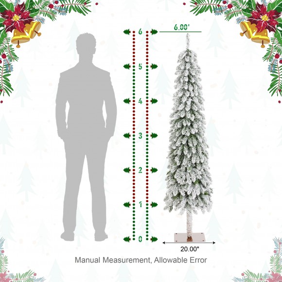 Glitzhome Glitzhome 6ft Pre-Lit Flocked Artificial Christmas Tree With 150 Warm White C3 Clear LED Lights 9 Function W/Foot Pedal