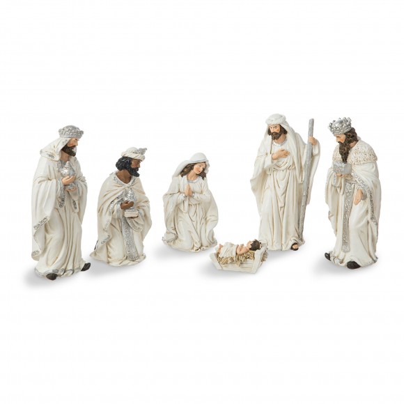 glitzhome Glitzhome 6pcs Ivory Resin Nativity Figurine Set