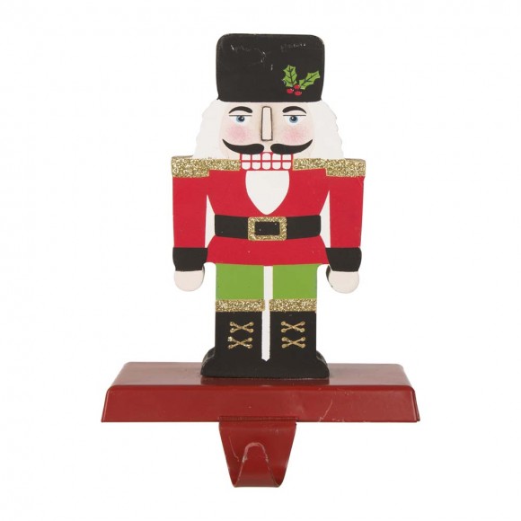 glitzhome Glitzhome 7.00"H Wooden/Metal Nutcracker Stocking Holder