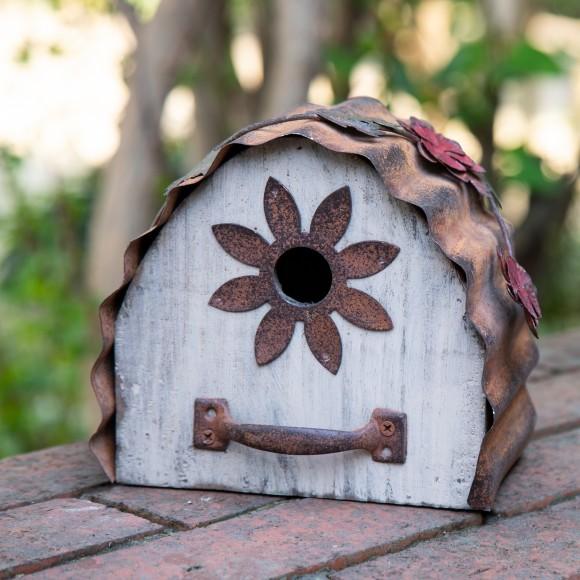 Glitzhome Glitzhome 7.09"L Distressed Wooden Flower Garden Birdhouse