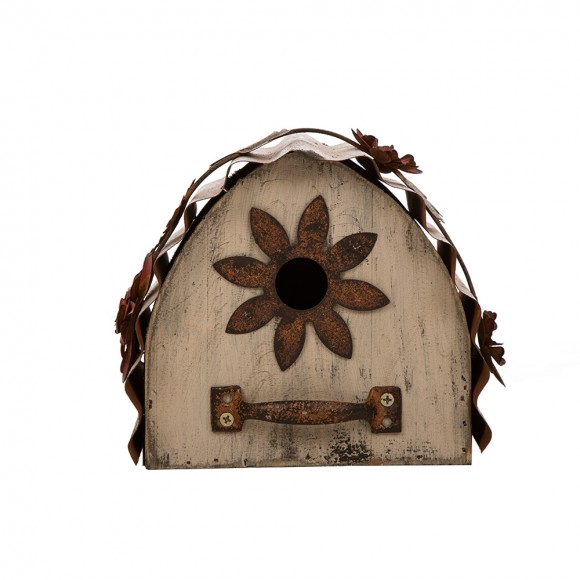 glitzhome Glitzhome 7.09"L Distressed Wooden Flower Garden Birdhouse