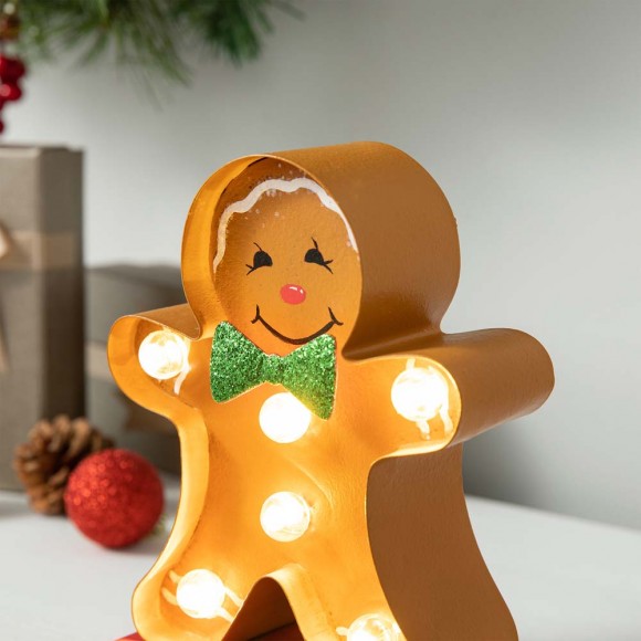 Glitzhome Glitzhome 7.25"H Marquee LED Gingerbread Man Christmas Stocking Holder