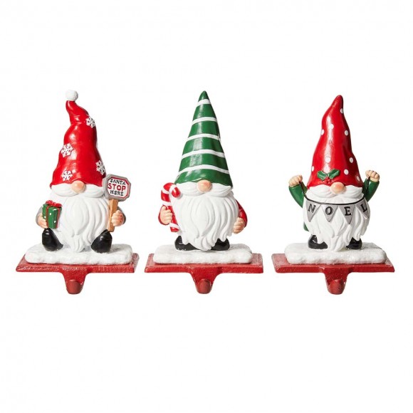 glitzhome Glitzhome 7.5"H Resin Gnomes Stocking Holders Set of 3