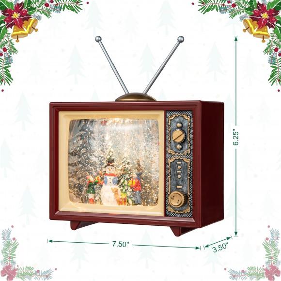 Glitzhome Glitzhome 7.5"L Lighted TV With Snowman Waterglobe
