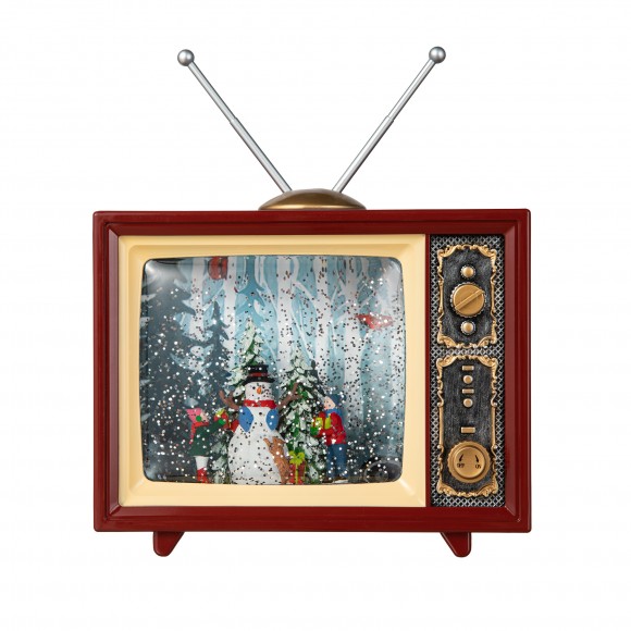 Glitzhome Glitzhome 7.5"L Lighted TV With Snowman Waterglobe
