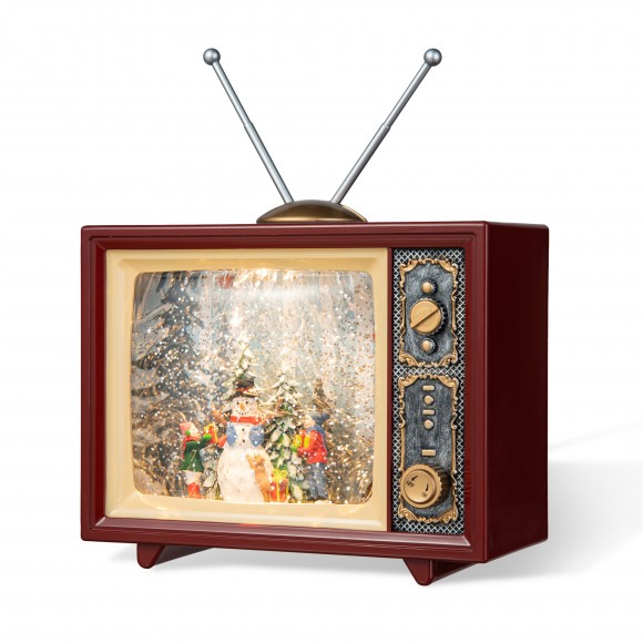 glitzhome Glitzhome 7.5"L Lighted TV with Snowman Waterglobe