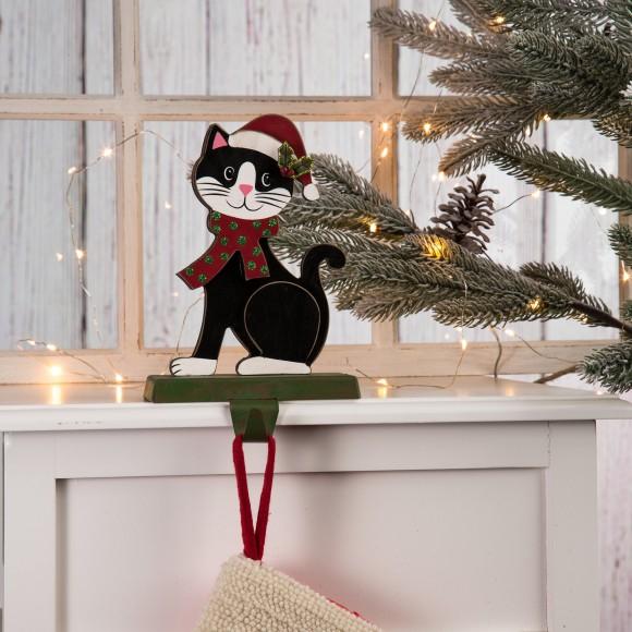 Glitzhome Glitzhome 7.50"H Wooden/Metal Cat Stocking Holder