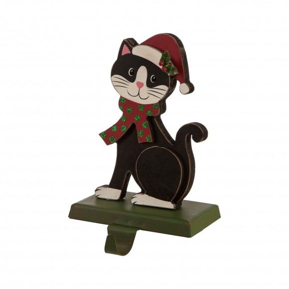 Glitzhome Glitzhome 7.50"H Wooden/Metal Cat Stocking Holder