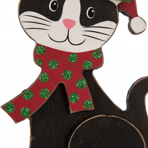 Glitzhome Glitzhome 7.50"H Wooden/Metal Cat Stocking Holder