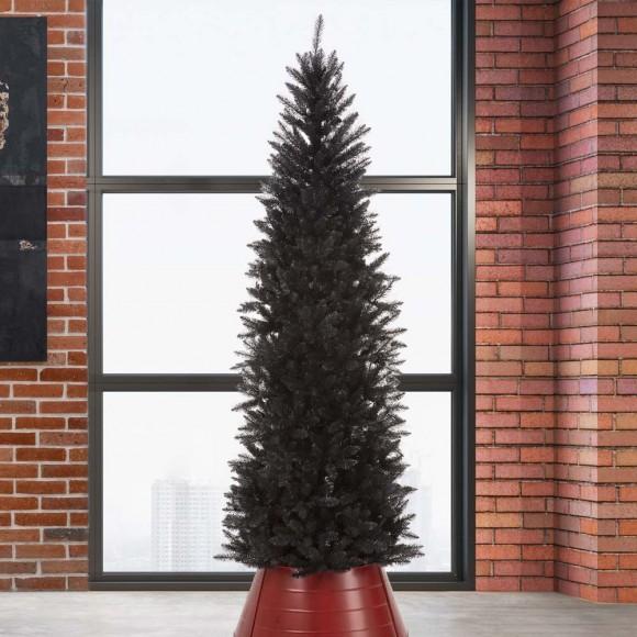 Glitzhome Glitzhome 7.5ft Black Tinsel Artificial Christmas Tree