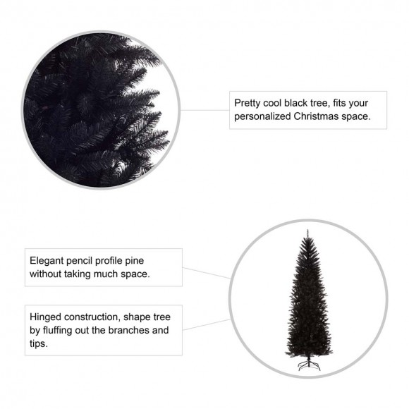 Glitzhome Glitzhome 7.5ft Black Tinsel Artificial Christmas Tree