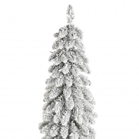 Glitzhome Glitzhome 7.5ft Pre-Lit Flocked Artificial Christmas Tree With 250 Warm White C3 Clear LED Lights 9 Function W/Foot Pedal