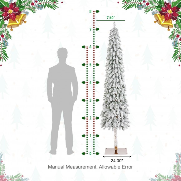 Glitzhome Glitzhome 7.5ft Pre-Lit Flocked Artificial Christmas Tree With 250 Warm White C3 Clear LED Lights 9 Function W/Foot Pedal