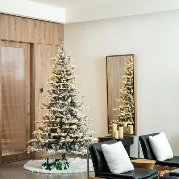 Glitzhome Glitzhome 7.5ft Pre-Lit Flocked Fir Artificial Christmas Tree With 700 Warm White Lights