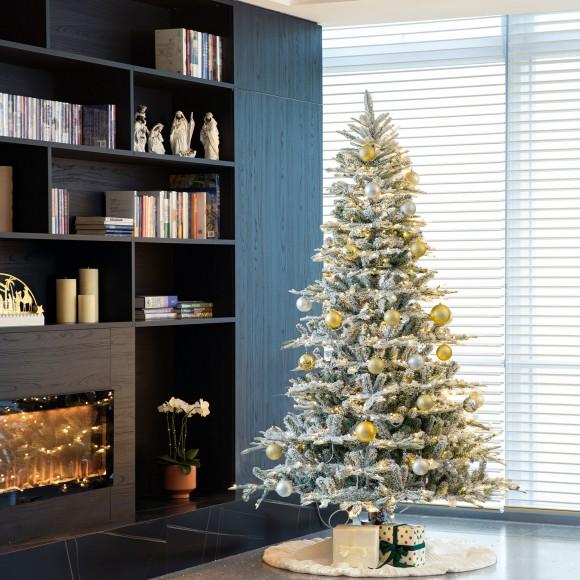 Glitzhome Glitzhome 7.5ft Pre-Lit Flocked Fir Artificial Christmas Tree With 700 Warm White Lights