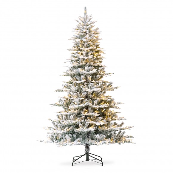 glitzhome Glitzhome 7.5ft Pre-Lit Flocked Fir Artificial Christmas Tree with 700 Warm White Lights