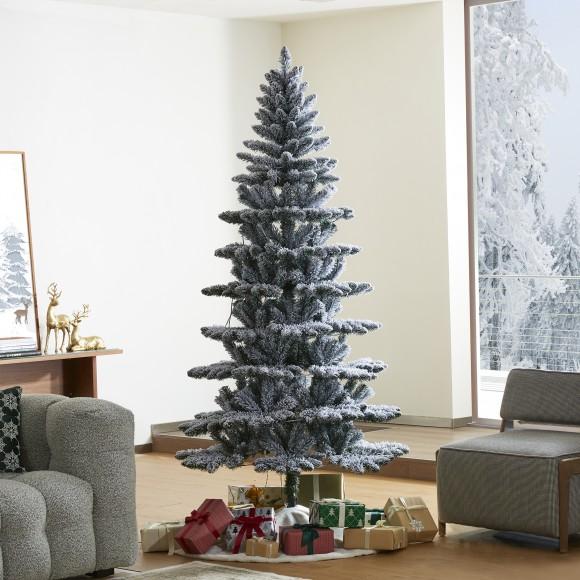 Glitzhome Glitzhome 7.5ft Pre-Lit Flocked Slim Spruce Artificial Christmas Tree With 320 Warm White Lights 3 Function