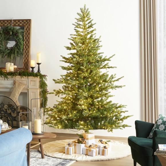 Glitzhome Glitzhome 7.5ft Pre-Lit Green Full Fir Artificial Christmas Tree With 1600 Warm White/Multi-color Horse Race LED Lights 9 Function W/Foot Pedal And Remote Control Simple Setup