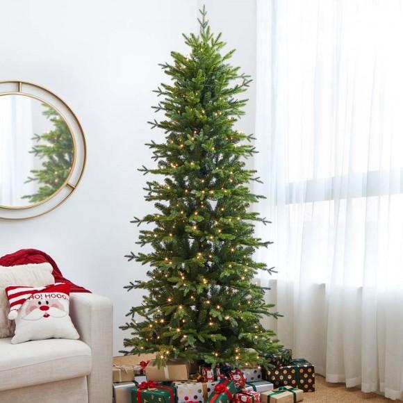 Glitzhome Glitzhome 7.5ft Pre-Lit Green Pencil Pine Artificial Christmas Tree With 450 Warm White Lights
