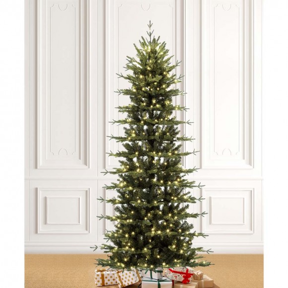 Glitzhome Glitzhome 7.5ft Pre-Lit Green Pencil Pine Artificial Christmas Tree With 450 Warm White Lights