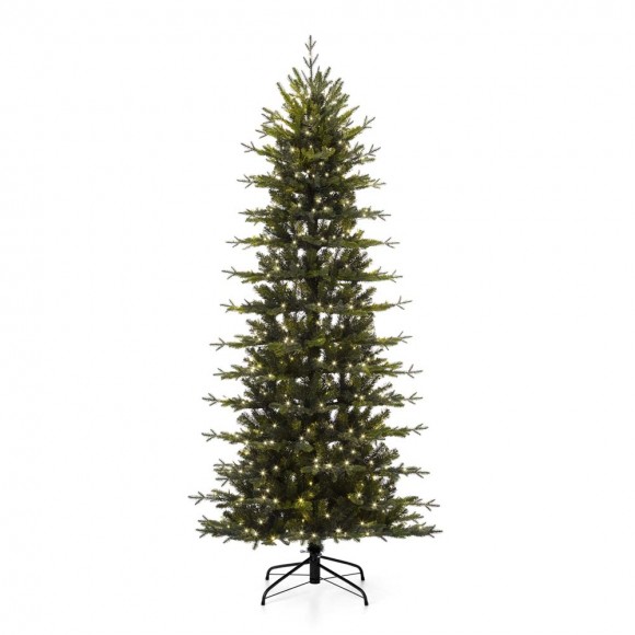 glitzhome Glitzhome 7.5ft Pre-Lit Green Pencil Pine Artificial Christmas Tree with 450 Warm White Lights