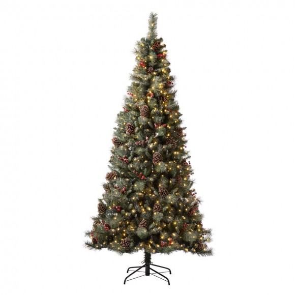 glitzhome Glitzhome 7.5ft Pre-Lit Green Pine Artificial Christmas Tree with 700 Warm White Lights