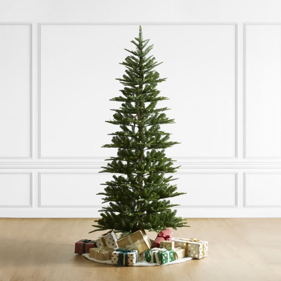 Glitzhome Glitzhome 7.5ft Pre-Lit Green Slim Fir Artificial Christmas Tree With 350 Strawberry Lights 9 Functional Warm White/Multi-color Remote Controller