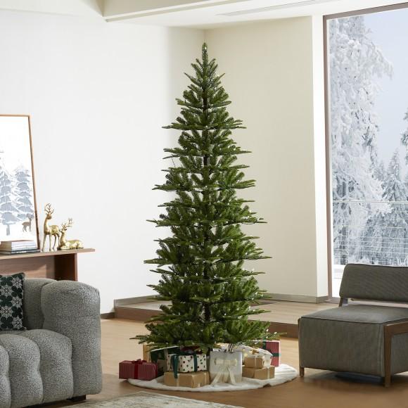 Glitzhome Glitzhome 7.5ft Pre-Lit Green Slim Fir Artificial Christmas Tree With 350 Strawberry Lights 9 Functional Warm White/Multi-color Remote Controller