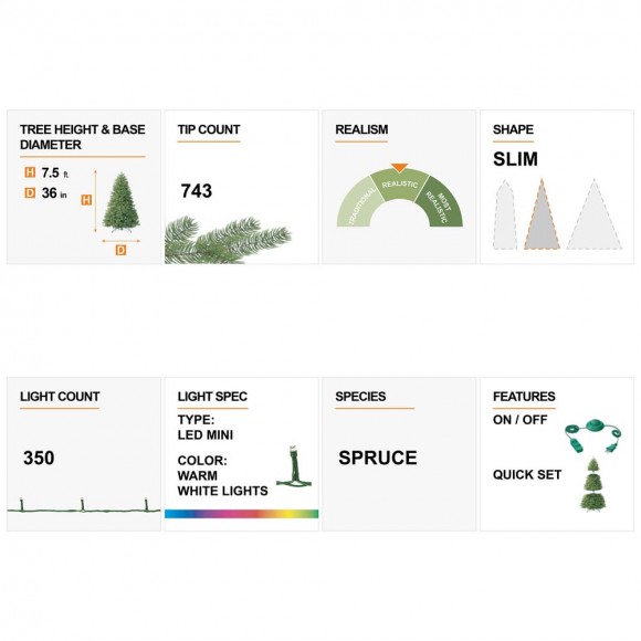 Glitzhome Glitzhome 7.5ft Pre-Lit Snow Flocked Layered Spruce Artificial Christmas Tree With 350 Warm White Lights