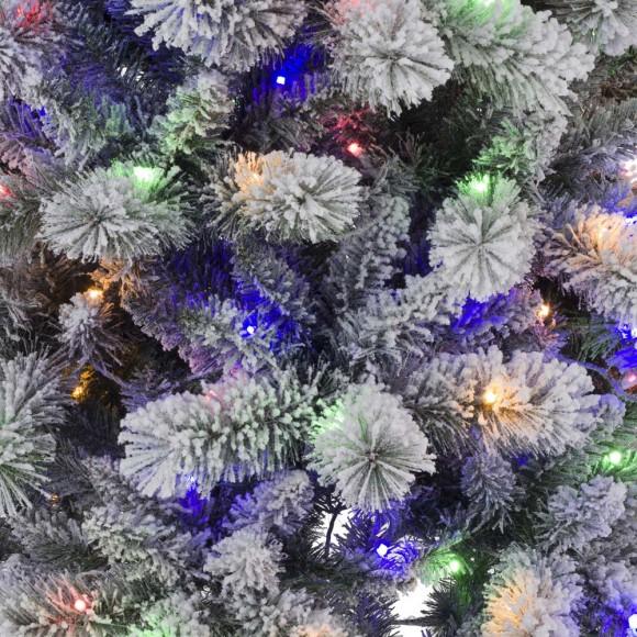 Glitzhome Glitzhome 7.5ft Pre-Lit Snow Flocked Pencil Pine Artificial Christmas Tree With 300 Warm White/Multi-Color Lights