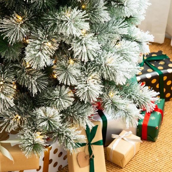 Glitzhome Glitzhome 7.5ft Pre-Lit Snow Flocked Pencil Pine Artificial Christmas Tree With 350 Warm White Lights