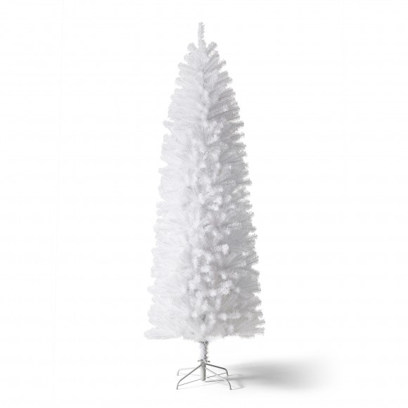 glitzhome Glitzhome 7.5ft White Pencil Tinsel Artificial Christmas Tree
