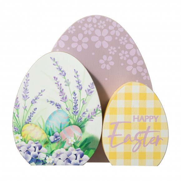 Glitzhome Glitzhome 7.75"H Easter Wooden Eggs Table Decor