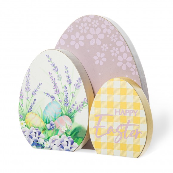 glitzhome Glitzhome 7.75"H Easter Wooden Eggs Table Decor