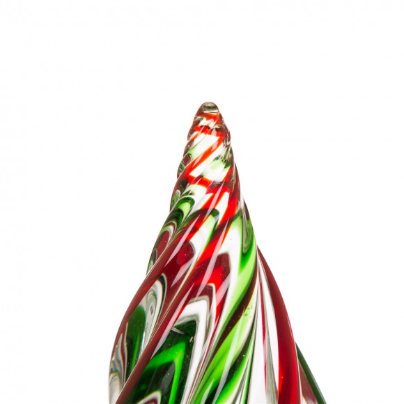 Glitzhome Glitzhome 7.87"H Red/Green Striped Table Decor Glass Christmas Tree