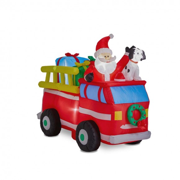 glitzhome Glitzhome 7 ft Lighted Inflatable Santa in Truck Décor