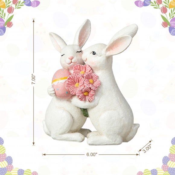 Glitzhome Glitzhome 7"H Easter Loving Bunny Resin Table Decor