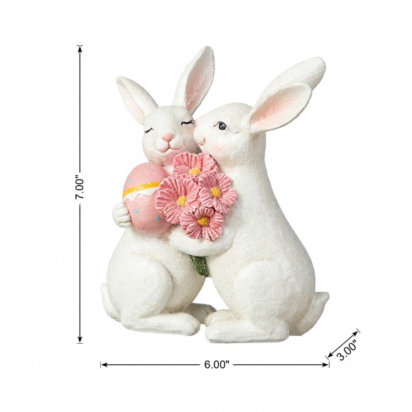Glitzhome Glitzhome 7"H Easter Loving Bunny Resin Table Decor