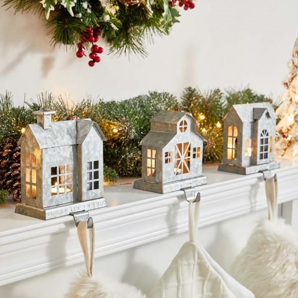 Glitzhome Glitzhome 7"H Galvanized House Stocking Holders Set Of 3