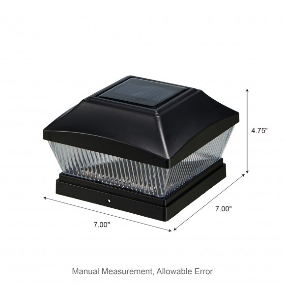 Glitzhome Glitzhome 7"L Set Of 4 Black Solar Powered LED Fence Post Cap Light (KD)