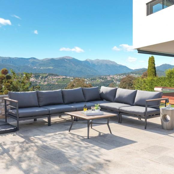 Glitzhome Glitzhome 7-Piece Outdoor Patio Black Aluminum Sectional Conversation Sofa Set With Cushions