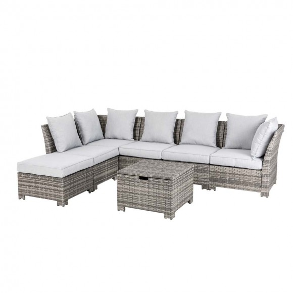 glitzhome Glitzhome 7-Piece Outdoor Patio Wicker Sectional Conversation Sofa Set with Cushions