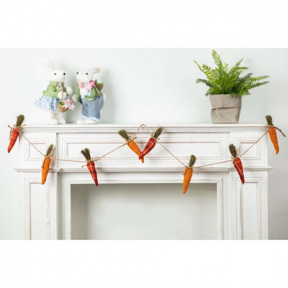 Glitzhome Glitzhome 71.25"L Easter Burlap Carrots Garland