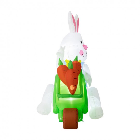 Glitzhome Glitzhome 72.75"L Easter Lighted Bunny Wheel Barrow Inflatable Decor