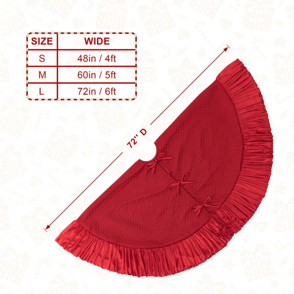 Glitzhome Glitzhome 72"D Oversized Deluxe Red Velvet Ruffled Christmas Tree Skirt